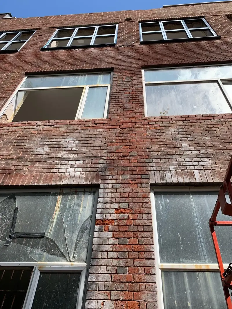 Before — deteriorated brickwork, Stoke Newington
